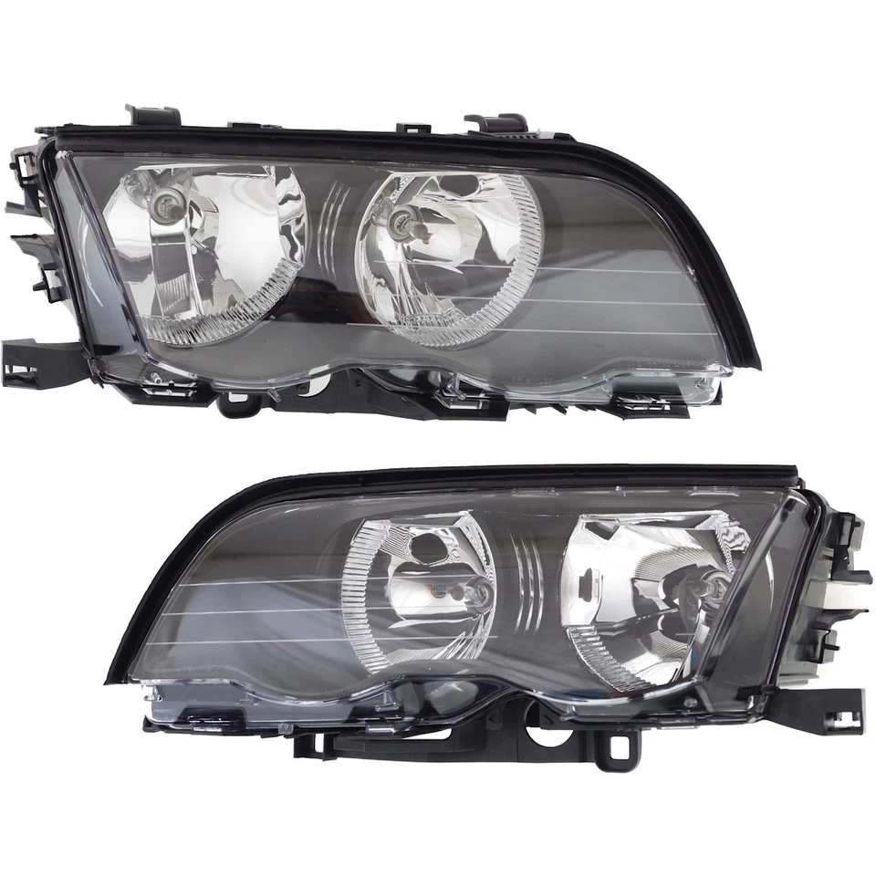 Left & Right Side Headlight For BMW 323i 1999-2000 Halogen w/ Bulbs Sedan/Wagon - Image 1 of 4