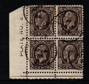 KANADA 1932 2c SEPIA, SG 320, PLATTENBLOCK, SELTEN GEBRAUCHT - Bild 1 von 2