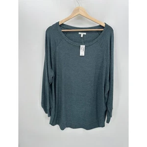 Maurices Tunika Pullover Damen 2X blau grün U-Ausschnitt butterweich Neu mit Etikett lang - Bild 1 von 7