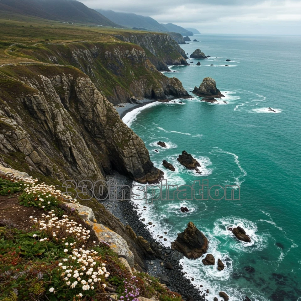 Digital Image Picture Photo Wallpaper Background Desktop Art Ocean Cliffs #A447 - image 1 of 1