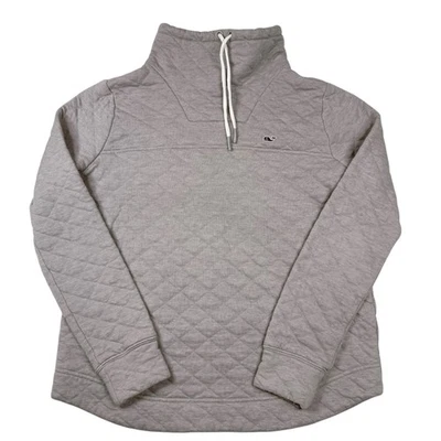 Vineyard Vines Women's Quilted Sweater Small Cowl Funnel Neck Pullover Gray - Image 1 of 4