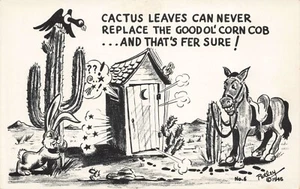 Postcard Cactus Leaves Can Never Replace Good OL' Corn Cob Petley Artist 1945 - Picture 1 of 2