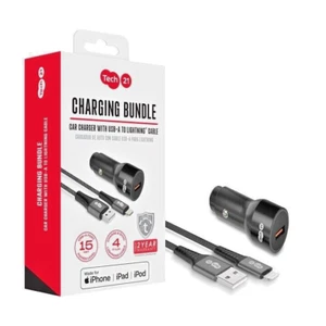 TECH21/BUNDLE 15W USB-A CAR CHARGER WITH 4FT USB-A FAST CHARGE CABLE - Picture 1 of 2