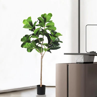 Artificial Fiddle Leaf Fig Tree Fake Ficus Lyrata Plants w/ Pot for Home Decor - Image 1 of 2