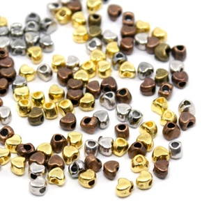 1600x/200g Tibetan Alloy Heart Metal Beads Smooth Tiny Spacer Nickel Free 3.5mm - Picture 1 of 2