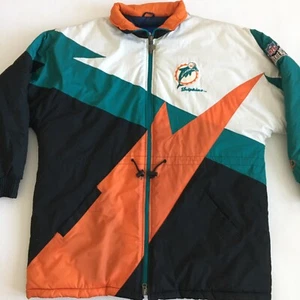 Vintage Pro Player Miami Dolphins Jacket Big and Tall Winter Jacket Men’s XL - Picture 1 of 14