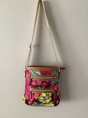 Lily Bloom Bella Colorful Pink Yellow Purple Vegan Zip Crossbody Shoulder Purse - Image 1 of 4