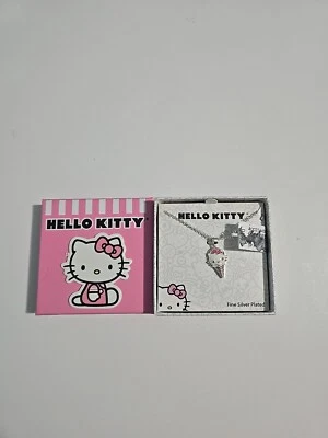 Collar de helado enchapado en plata fina Hello Kitty nuevo con etiquetas en caja de regalo Foto 1 de 3