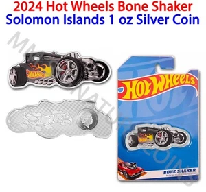 2024 Solomon Islands Hot Wheels Bone Shaker 1 oz Silver Colorized Coin - Picture 1 of 3