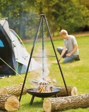 Fire Pit & Tripod Bbq With Grill For Warm Garden Fun Outdoor Heating And Eating