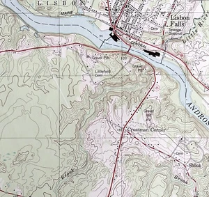 Map Lisbon Falls South Maine USGS 1979 Topographic Geo 1:24000 27x22" TOPO15 - Picture 1 of 3