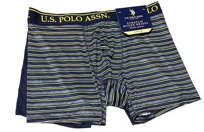 U.S. Polo ASSN. Мужские эластичные трусы-боксеры X-Large 40-42 полоски/темно-синий упаковка 2 шт. - Изображение 1 из 3