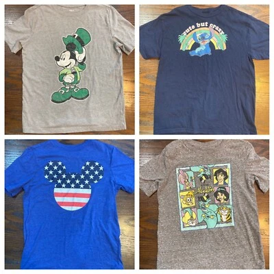 LEER Niños Talla 8 Pequeñas Camisas Manga Corta Prendas para el torso Disney Lote Mickey Aladdin Stitch Foto 1 de 4