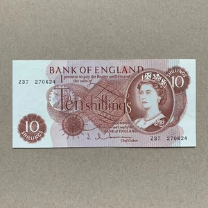 Queen Elizabeth II GREAT BRITAIN 10 Shilling Banknote 1960's England Currency - Picture 1 of 3