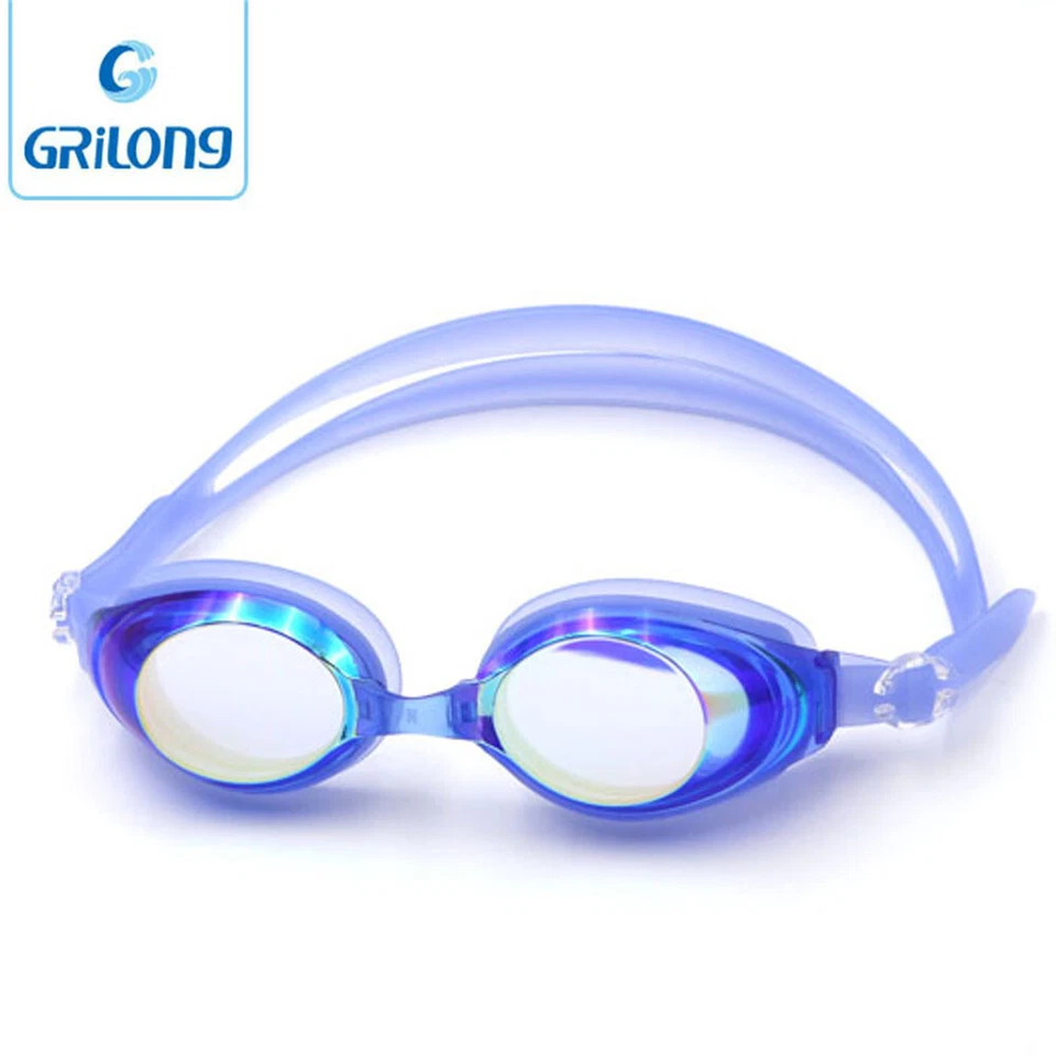 GRILONG Schwimmbrille Taucherbrille Schwimm Brille getönt Schwimmen Sport Hell Blau Blue