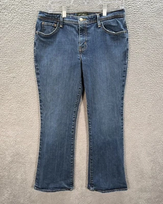 Eddie Bauer Jeans Womens 10 Petite Blue Shaped Bootcut Distressed Denim Outdoors - Image 1 of 4