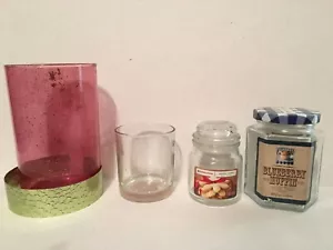 Glass Candle Jars Pink Clear Lot Of 4 - Picture 1 of 3
