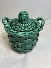 Franor Royale Ceramic  Candle Stick Jar Jug Vase Green 6” France Vintage