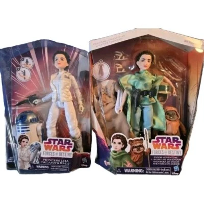 2 Princess Leia Endor Hoth Star Wars Forces of Destiny R2d2 12" Dolls Hasbro  - Image 1 of 4