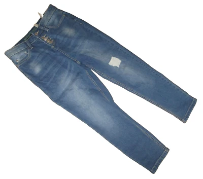 RAINBOW ORGANIC BUTTON FLY SLIM LEG, HIGH WAIST DISTRESSED ANKLE JEANS SIZE 10 - Image 1 of 4