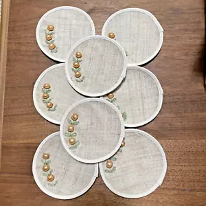 Retro Tiki Barware Gewebte Untersetzer Passendes Set 8 Sackleinen & Blumen Stickerei - Bild 1 von 5