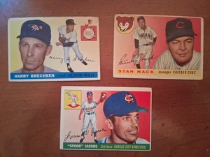 1956 Topps Baseball 3 Card Lot Spook Jacobs 61,Harry Brecheen 113, Stan Hack 6 - Picture 1 of 8