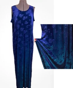 Vtg Velvet Fairy Maxi Dress L 90s Y2K Floral Color Shift Boho Hippie Whimsigoth - Picture 1 of 14