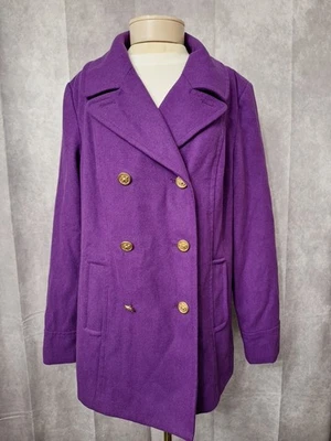 Y2K Old Navy Peacoat Purple Double Breasted Wool Blend Women's Large Sailor Navy - Image 1 of 4
