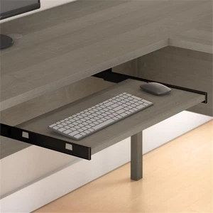 Scranton & Co 72" 2 Adjustable Shelves Wood L Shaped Desk with Hutch in Gray - Picture 1 of 7