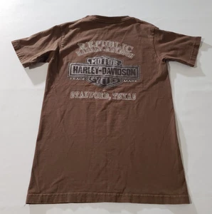 Harley Davison Stafford Texas 2007 T-Shirt Brown Short Sleeve Small Cotton USA - Picture 1 of 5