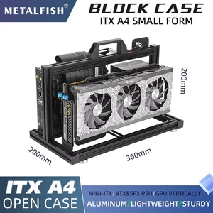 Aluminum Open Frame Case, Vertical GPU, 240mm Cooler, Mini-ITX Compatible, DIY G - Picture 1 of 11