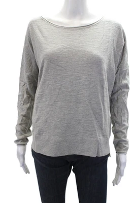 Suéter Pullover Gris Vince Para Mujer Algodón Cuello Barco Manga Larga Talla S Foto 1 de 4