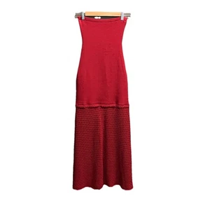 Vestido midi para mujer Posse rojo sin tirantes tejido a ganchillo talla XS - Imagen 1 de 5