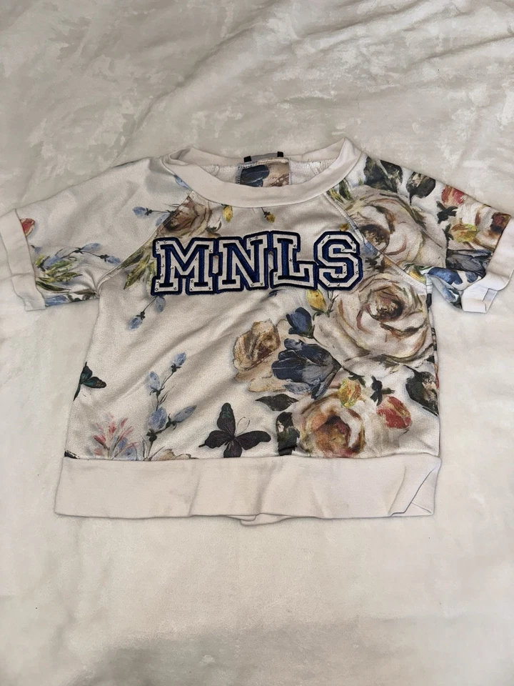 Camiseta Monnalisa Blanca y Floral Niñas Talla S 6-7 Manga Corta Foto 1 de 4