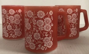 Lote de 3 tazas de café vintage cristalería federal roja taza de vidrio de leche ee. uu. - Imagen 1 de 4