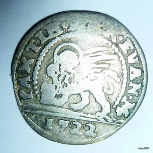 Antique 1722 Venice Italy Silver Denar Lion & San Marco Coin - Picture 1 of 7