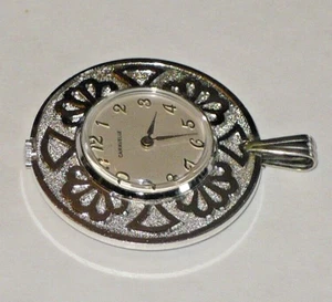 Bulova for Caravelle vintage Pendant Necklace Watch Silver Tone Running Working - Picture 1 of 7
