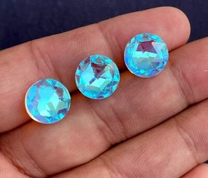 Beautiful Rainbow Mystic Quartz Rose Cut Round Cabochon, 12x12 MM, 1 Piece 7Ct. - Picture 1 of 2
