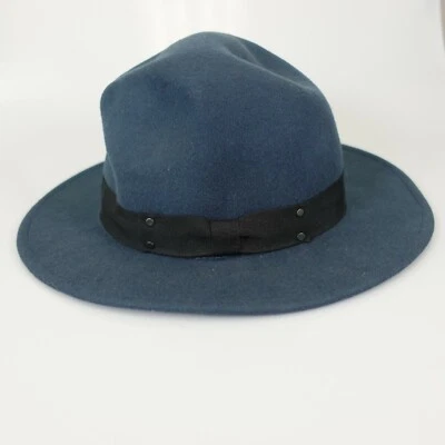 C.C Women's 100% Wool Navy Blue Fedora Hat OS Classic Suede Genuine Felted Fur - Image 1 of 4