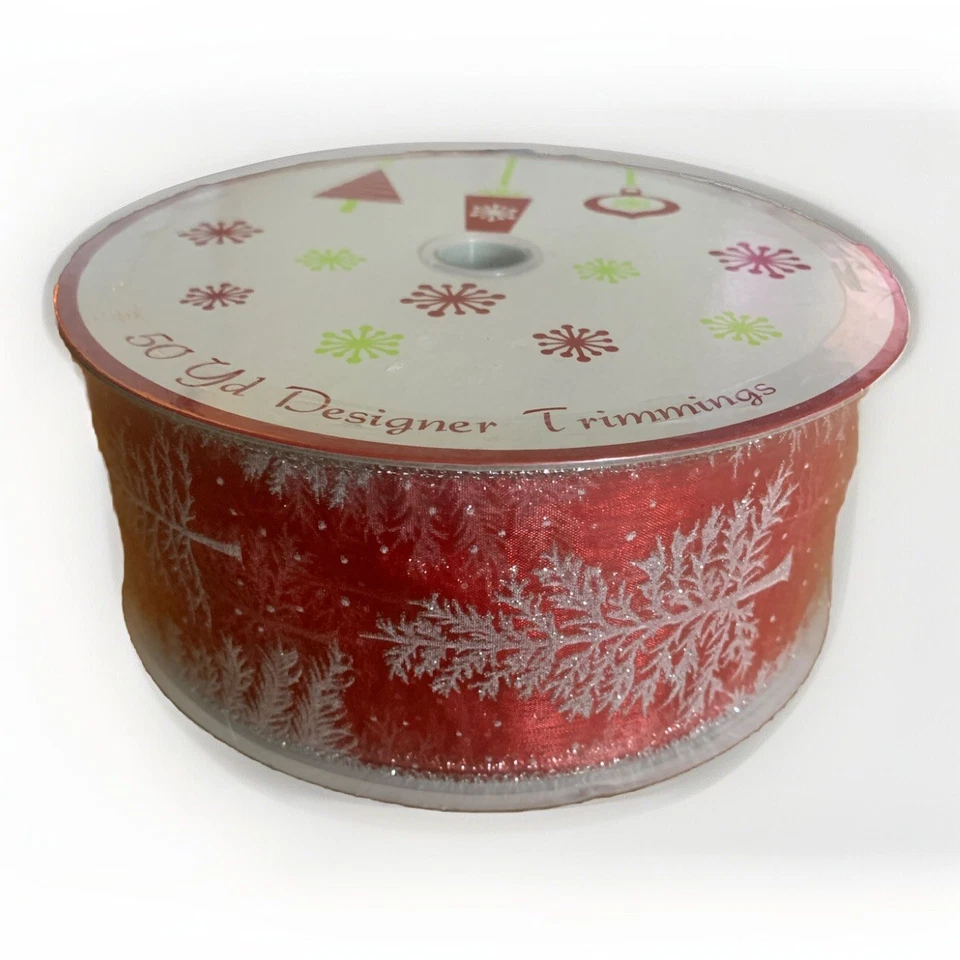 NEW Premium Wired Ribbon 2.5” X 55 Yards Gold Glitter Trim Shimmery Sheer Gold - Image 1 of 4