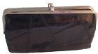 Hobo International Lauren Double Framed Clutch Wallet Black Glazed Leather