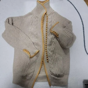 Sacai No Collar Jacket cable knit Beige M Size spring pre-owned free shipping - Picture 1 of 10