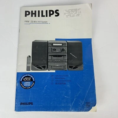 Philips FW56 CD Mini Hifi Stereo System Instruction Manual Booklet - Image 1 of 4