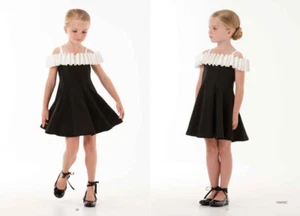 Amazing Tween NEW sz 16 Elegant Girls Designer Biscotti Dress Black White - Picture 1 of 3