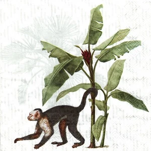 Serviettes en papier singe&bananier. Paper napkins monkey&banana tree - Imagen 1 de 1