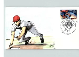 BASEBALL, Hand Painted by Greenlee, 1992 First Day of Issue - Picture 1 of 1