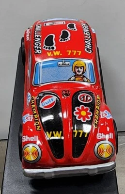 VW Bug Challenger V.W.777 Model Tin Mini Car Figure Vintage Toy - Image 1 of 4