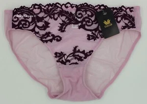 NWT Wacoal 843322 "Instant Icon" Embroidered Mesh Bikini, Pink/ Burgundy (599) S - Picture 1 of 5