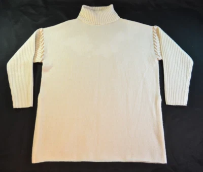 Suéter túnica marfil vintage grande JUNTOS mezcla de lana cuello en T manga larga Foto 1 de 4