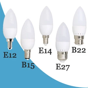 LED Candle Small Screw E14 Bulbs 3W 5W Bayonet B22 B15 Screw E27 Daylight - Picture 1 of 13